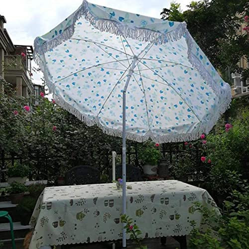 VIROYA Parasol de Jardin extérieur à manivelle 200 cm Parapluie de Plage Parasol à Franges Boho Parapluie de terrasse extérieur inclinable, Hauteur réglable/étanche/Protection UV, 8 Nervures Good