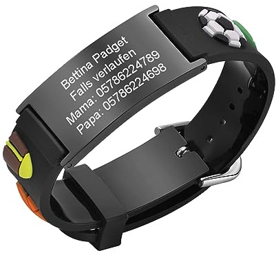 Notfallarmband SOS Armband Kinder Telefonnummer - Wasserfest Silikon Anti Verloren Kinder Namenarmband Identifikationsarmband Kinderarmband Personalisiertes Medizinisches ID Armband für Mädchen Jungen