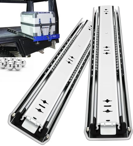 YENUO Glissières pour tiroirs robustes,coulisse coulissant capacité de charge 120 KG Extension 300 400 450 500 600 700 800 900 1000 mm 1 Paire (Charge 120kg-SansVerrou-Lrg 53mm, 14 inch(350mm))