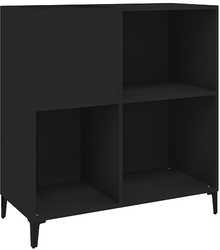 Tidyard Skivhållare, CD-hållare, skivspelarstativ, multifunktionsskåp, vardagsrumsmöbler, bokhylla för vardagsrum, förvaringsskåp, svart 84,5 x 38 x 89 cm i flerskiktat trä