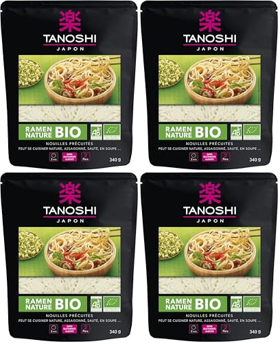 TANOSHI - Ramen Bio - Nouilles Japonaises Instantanées -Ramen Sont Prêtes En 2 Minutes - Pour 2 Personnes - 340 g (Lot de 4)