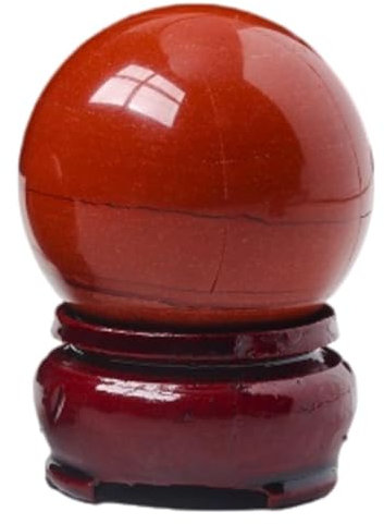 NIBHZ Bola de Jaspe Rojo Esfera Piedra Preciosa Cristal Tallado a Mano Altar Enfoque Devocional Limpieza Espiritual del Chakra,70mm