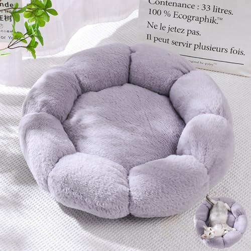 DOTBUY-SHOP Cuccia Cane Peluche Cuccia Gatto e Cane Cuscino per Cani, Forma di Fiore Lavabile Cuscino per Animale Domestico Interno, per Cani Gatti Gattino (40cm,Grigio)