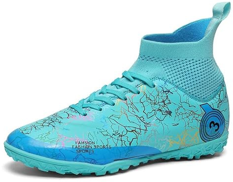VTASQ Scarpe da calcio per bambini Astro Turf Scarpe da calcio Junior Scarpe da calcio per ragazze Scarpe da calcio indoor outdoor Athletic Sneakers antiscivolo Scarpe sportive unisex, Turchese, 39 1