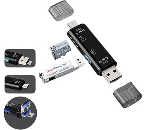 Memory Card Reader, TradeProvider 5-in-1 USB Type C Micro SD Card Reader Dual Slot OTG Card Reader Adapter TF SDXC SDHC Memory Cards Android U Disk Expander High Capacity Compact SD Card Reader