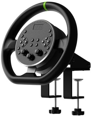 ePedal Racing wheels C5 ,steering wheel+ Real Force Feedback, Magnetic Paddle Shifters,PC - Black