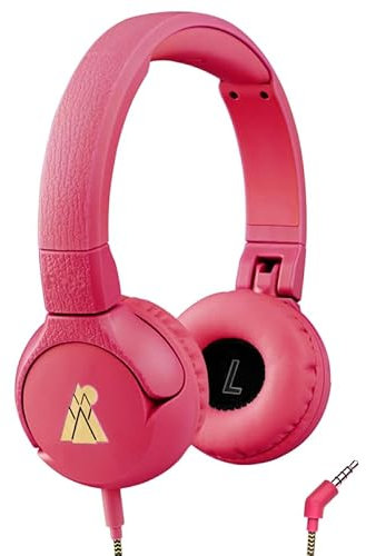 POGS-Kinderkopfhörer mit Kabel | The Elephant 2 | Faltbarer robuster Kinderkopfhörer ab 3 Jahren | Lautstärkebegrenzung 85 dB, Mikrofon | On-Ear | Musik-Sharing-Funktion (rRosa)