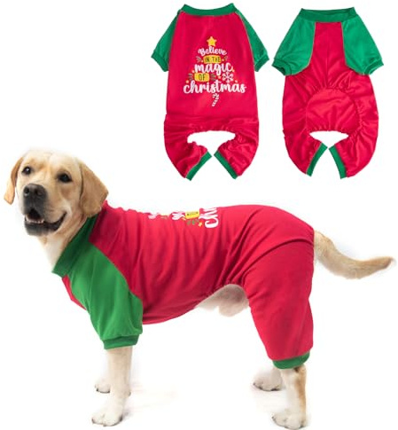 EXPAWLORER Hundepullover Weihnachten - Weihnachtskostüm Hund Einteiler Schlafanzug, Hunde Pullover für Haustiere, Feiertag Hundekleidung für Kleine Mittelgroße Große Hunde, XL