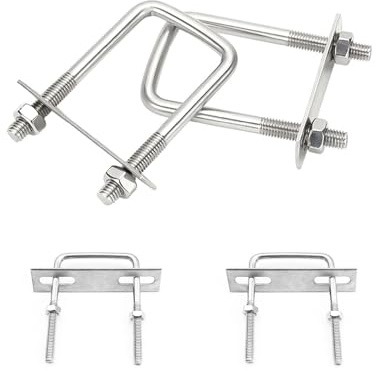 0XBIT Bügelschraube, 4 Stück U Bügel Mit Gewinde, Bügelschrauben, U Bügel Mit Gewinde M6 Mit Muttern und Rahmenplatte, Geeignet für Automobile, Rohre, Industrie, 60 x 80mm