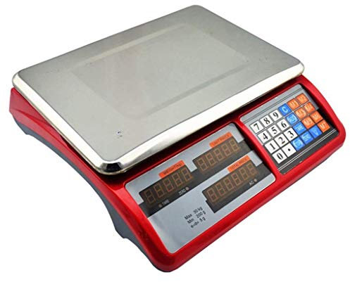 GKJHTED Balance électronique Portable de calcul des Prix en Acier Inoxydable avec Affichage rétroéclairé par LED pour Laboratoire de Cuisine (Rouge 30 kg/10 g)