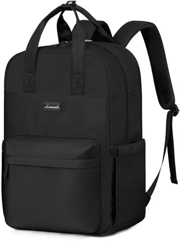LOVEVOOK School Backpack Womens Teenager Girls, Rucksack Back Packs for 15.6inch Laptop, Work Laptop Bags for Women Ladies, Lightweight Backpacks for Travel College University, Black