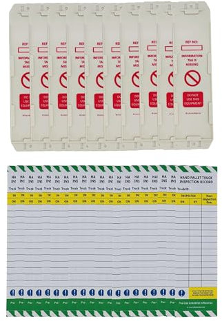 LIVELIFEBETTER® Hand Pallet Truck Inspection Record Tags - Holder and Inserts (10 Holders, 20 Inserts)