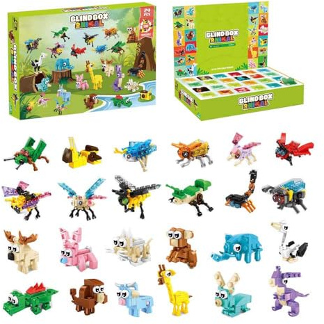KYLON Insekten Tiere für Iego Adventskalender 2025, Adventskalender Kinder, 24 Tage 12 Insekten+ 12 Tiere Weihnachten Countdown Kalender Bausatz für Kinder