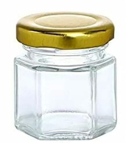 OZLCUA Pots De Confiture Mini Pots hexagonaux en Verre de 45ml/60ml, avec couvercles dorés, Petits Pots vides for confitures de Miel et épices de 45ml, 12 pièces Bocaux De Conservation(12pcs 60ml)