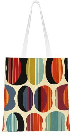 BWWHCCTI Moderne Einkaufstasche im Retro-Stil mit Tropfenformen, bedruckte Einkaufstasche – wiederverwendbare Canvas-Tragetaschen mit Griff