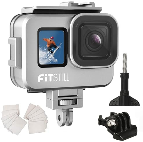 FitStill 80M/263FT wasserdichtes Gehäuse aus Aluminiumlegierung für Go Pro Hero13 /Hero12 /Hero11 /Hero10 /Hero9 Black, für Go Pro Hero 13/12/11/10/9 Black Action-Kamera-Zubehör