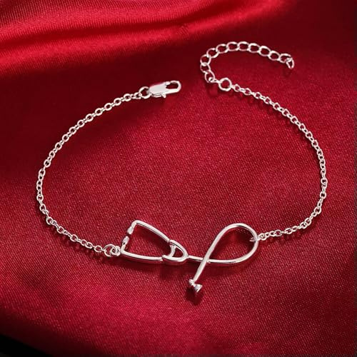 925 Silber Mode Stethoskop Frauen Ketten Armband 8 LH018-Standard