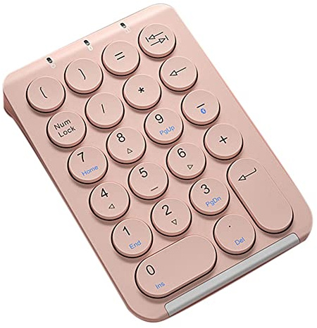 Sirxlevcy Tastierino Numerico Wireless Tastierino Numerico Bluetooth Rotondi Tastierino Numerico 22 Tastiera Numerica Ricaricabile (Rosa)