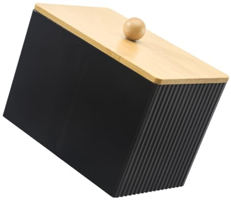 amangul Boîte de rangement en bois robuste avec couvercle Qtip pour salle de bain, cotons-tiges, tampons et élastiques à cheveux
