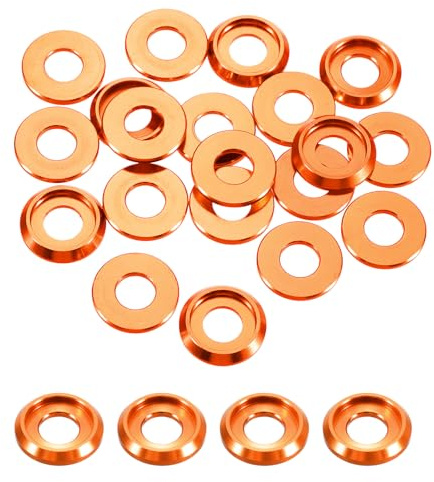 QUARKZMAN 20 Pcs Arandelas Cónicas Diámetro Del Agujero 6mm/0.24 Naranja | M6 De Cabeza Avellanada, Juntas De Aluminio De Cabeza Cónica, Para Tornillos RC/FPV/PC Mecánicos Pcs De Modelo