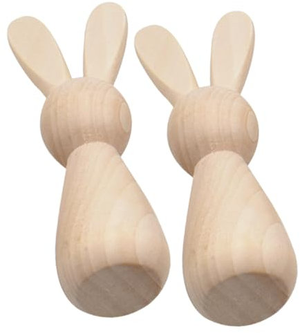BATHVEVE 2stücke Holz Steckhase Unvollendetes Handwerk Naturfarben Kleine Crafting Puppe Zum Selbstmalen Und Dekorieren Für Feinmotorik Training