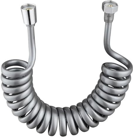 New 1.5M/2M/3M/5M Spring Flexible Retractable Hose for Shower Head Toilet Bidet Water Pipe Plumbing Spiral Flexible Shower Hose(Grau,1.5M)