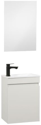 Kometmöbel badrumsmöbler set med handfat 40 cm monterat litet handfat med underskåp (Kashmir 40cm, Med spegel)
