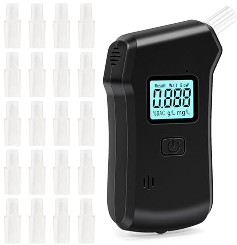 Bafiwu Alkoholtester Polizeigenau Alkoholmessgerät mit 20 Mundstücken