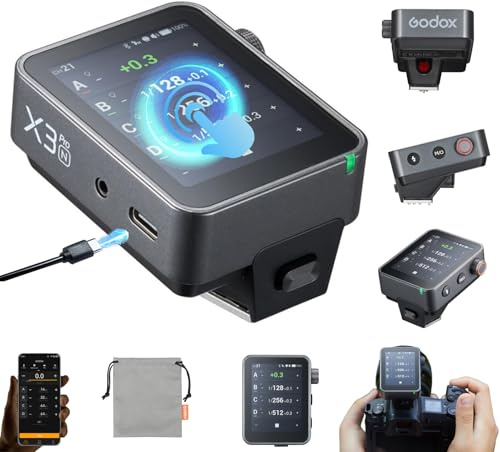Godox X3Pro N TTL Trådlös blixtavtryckare för Nikon-kamera, 6,1 cm färgpekskärm, inbyggt 2930 mAh Li-ion-batteri, 2,4G trådlös med multiläge, appstöd