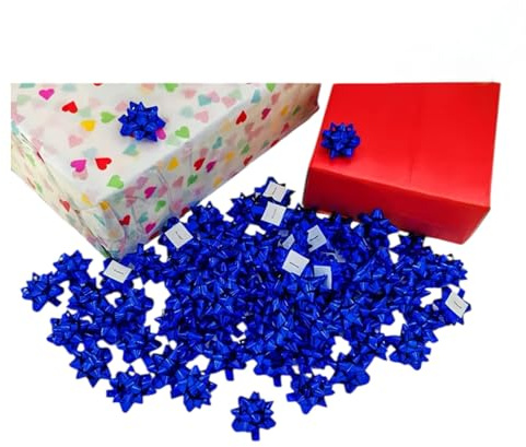 GMM Coccarde da Regalo Adesive, Fiocchi da Regalo Adesivi, Confezione da 100 pz Metalliche, x Regali Natale, San Valentino, Compleanno, Laurea e Ricorrenze Varie 2.5cm (Blu)