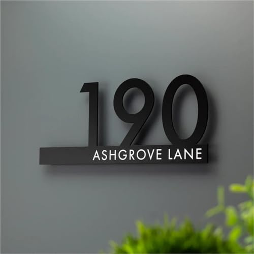 Números para Casa Exterior Personalizado - Letrero de Puerta de Acrílico Grabado en 3D Personalizado, 5 Tamaños y 3 Opciones de Color para Placa de Número de Casa y Dirección(Negro)