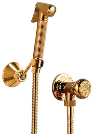 Kit de douchette bidet portable, pommeau de douche Shattaf en bronze antique, robinetterie en cuivre, robinets à jets(Gold Set 2)