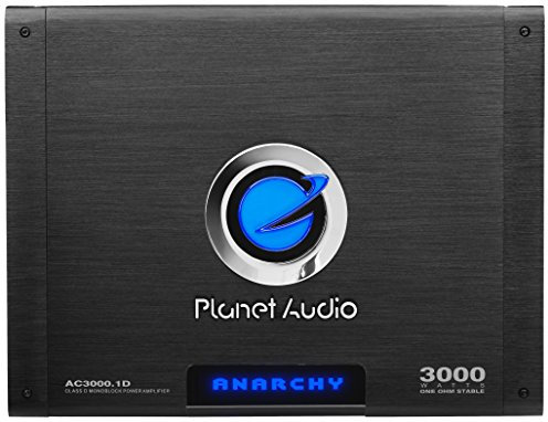 Planet Audio AC3000.1D Anarchy Amplificateur de voiture monobloc classe D 3000 W 1 Ohm avec télécommande de caisson de basses