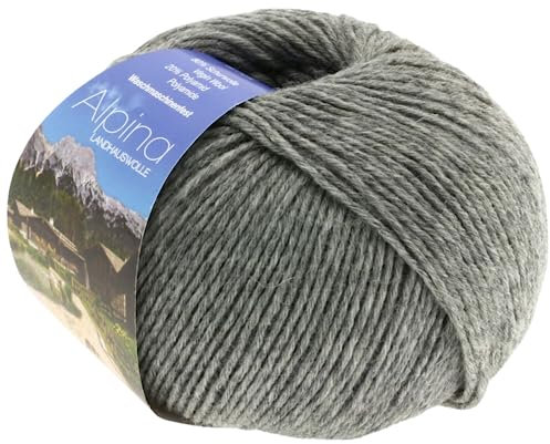 LANA GROSSA Alpina | Landhauswolle und Trachtengarn, waschmaschinenfest | Handstrickgarn aus 80% Schurwolle & 20% Polyamid | 100g Wolle zum Stricken & Häkeln | 210m Garn