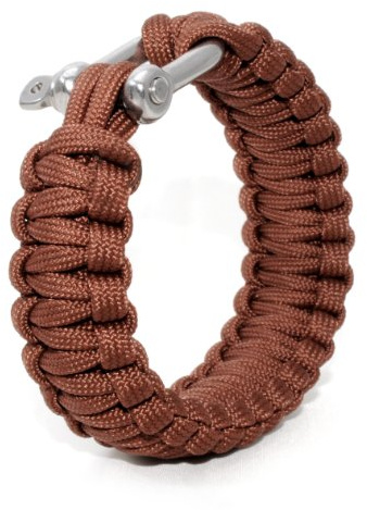 Ganzoo Paracord Survival Armband 550 Kernmantelseil Nylon braun 3,6 m aufgeflochten Metall Schraubverschluss 7 bis 9 Kernfäden Handgelenk bis 18,5 cm Breite 25 mm nicht zum Klettern geeignet