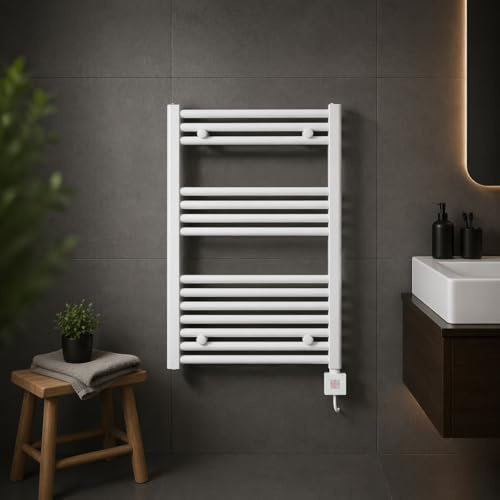 anapont elektrischer Badheizkörper 775h x 750b gerade weiß | Timer-Funktion, Handtuchheizkörper, Made in Germany