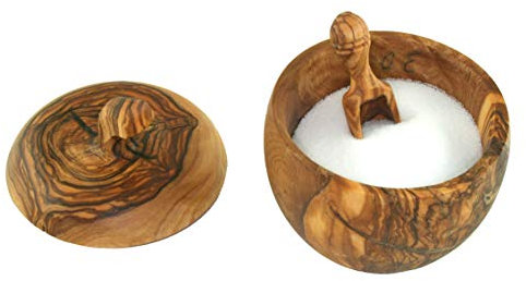 D.O.M. Olive Wood Salt Keeper with Salzschippchen