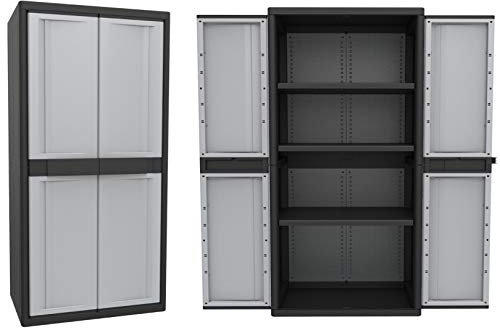 Kreher XXL Set: Jumbo Spindschrank für Besen und Sperrige Gegenstände + Jumbo Schrank Mit Verstellbaren Böden. Grau. Abschließbar. Maße Pro Schrank BxTxH Ca. 89 x 54 x 180 cm