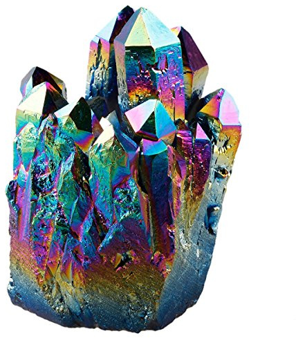 Rockcloud Natural Titanium Coated Rainbow Crystal Quartz Cluster Geode Druzy Home Decoration Gemstone Specimen