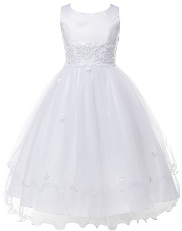 OLIVIA KOO Girls Graceful First Communion Dress (12, White)