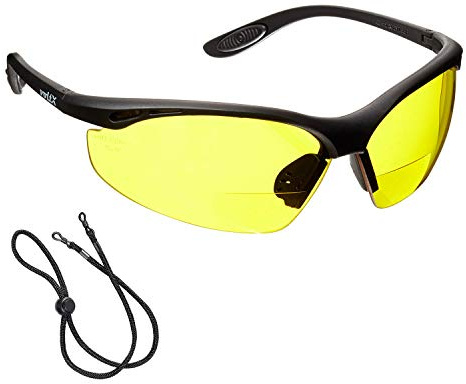 voltX 'CONSTRUCTOR' Bifocal Safety Glasses (Yellow +2.5 Dioptre) UKCA & CE EN166F certified, UV400 Anti-Fog Lens, Cycling Sports, With Safety Cord