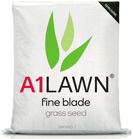 A1 Lawn, Fine Blade Grass Seed Mix - Luxury, Dense, and Slow-Growing Lawn for Ornamental Gardens, DEFRA Approved, 20kg