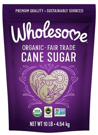 Wholesome Sweeteners 10-Pound Organic Cane Sugar, Fair Trade, Non GMO, Gluten Free, Pure & Vegan, for Baking and Sweetening