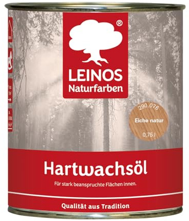LEINOS Hartwachsöl 0,75 l Eiche natur – natürliches, ergiebiges Holzöl für Fußböden, Möbel und Treppen | seidenmatt, pflegend, für alle Innenholzflächen geeignet, schützt vor Feuchtigkeit und Abnutzun
