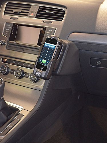 KUDA Handyhalterung passend für VW Golf 7 ab 11/2012 - Telefonkonsole für Smartphones, Handy, Navi und mehr - Echtlederkonsole, Anthrazit, 096831