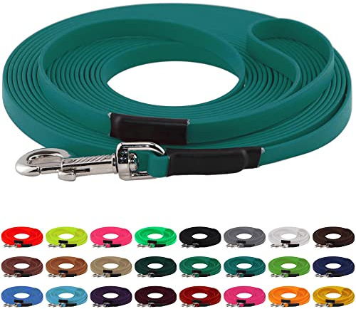 LENNIE BioThane Schleppleine, 9mm, Hunde 5-15kg, 20m lang, mit Handschlaufe, Petrol/Teal, genäht
