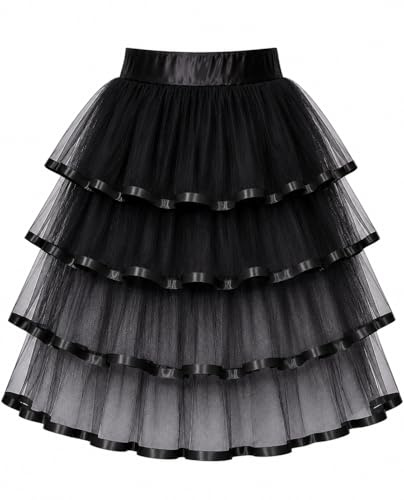 Yummy Bee – Tutu-kjolar för kvinnor – vuxen burlesk fin klänning luftig tutu-kjol – plusstorlek (svart, 16–18)