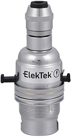 ElekTek Safety Switch Lamp Holder Half Inch with Cable Cord Grip - Chrome
