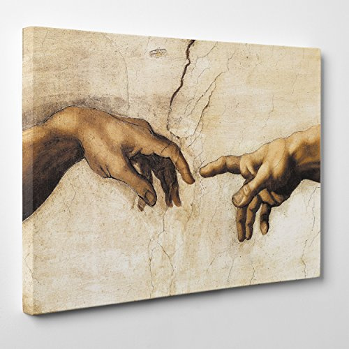 ConKrea Quadro su Tela Canvas - INTELAIATO - Pronto da Appendere - Michelangelo - La Creazione - Cappella Sistina - Museo Vaticano Roma Arte - 70x100cm - Senza Cornice - (cod.120)
