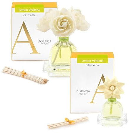 AGRARIA AirEssence & PetiteEssence Flower and Reed Diffuser Set, Luxury Home Fragrance Set, Scented Oil Reed Diffuser Gift for All Occasions